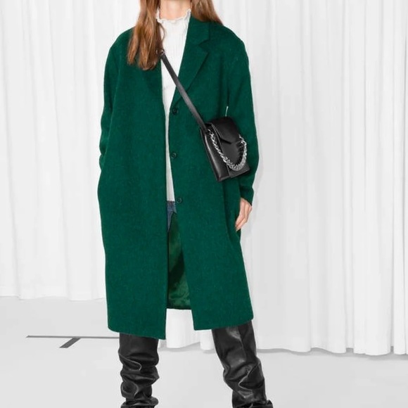 & Other Stories Green Wool Blend Coat - Picture 8 of 8